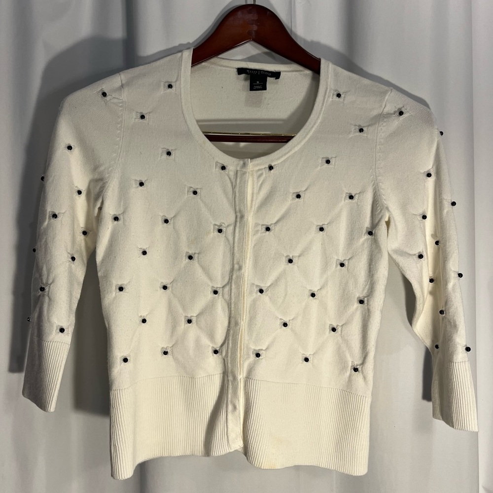 White House Black Market 3/4 sleeve sweater cardigan w/black buttons SMALL